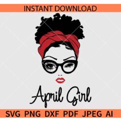 April girl Winking SVG, April Girl with Head Bandana SVG, Winkey April Girl with Sunglasses SVG