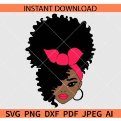 Black Woman SVG,  Afro woman with head bandana SVG, Afro girl sunglasses SVG