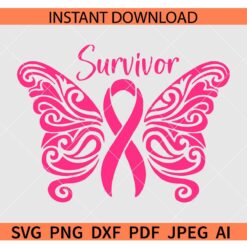 Cancer survivor butterfly SVG, Cancer Awareness Butterfly SVG, Butterfly with cancer Ribbon SVG