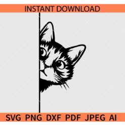 Cute Peeking Cat SVG, Peeking Cat Silhouette SVG, Peeking Kitten SVG