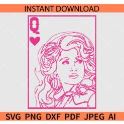 Dolly Queen of Hearts SVG, Dolly Parton Q Hearts SVG, Dolly Parton Portrait Q SVG