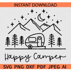 Happy camper Sketch SVG, Happy Camper Scene SVG, Knight Scene Happy Camper SVG