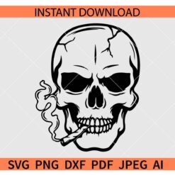 Skull smoking joint SVG, Skull Smoking weed joint SVG, Happy Skull Smoking Cannabis SVG, Skull Smoking marijuana SVG