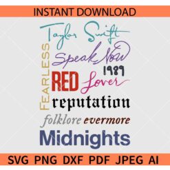 Taylor Swift Album titles SVG, Taylor Swift Album playlist SVG