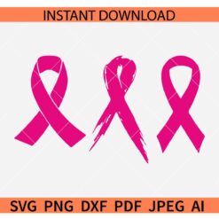 Cancer Awareness Ribbon Bundle SVG, Pink Cancer Ribbon Bundle SVG, Breast Cancer Ribbon SVG