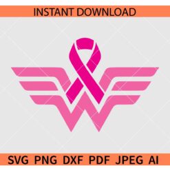 Cancer Ribbon Wonder Woman SVG, Wonder Woman Logo Cancer Ribbon SVG