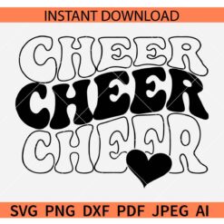 Cheer SVG, Cheer Retro Wavy Text SVG, Cheer Stacked SVG, Cheer Heart SVG