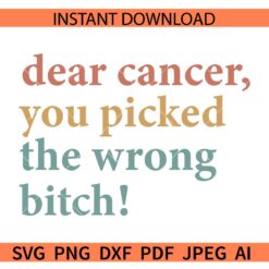 Dear Cancer You Picked The Wrong Bitch SVG, Cancer Awareness Month SVG