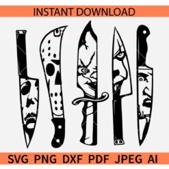 Horror Movie Knives SVG, Scary SVG, Halloween Horror Movie SVG, Horror Movie Characters in Knife SVG