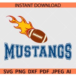 Mustangs Football Ball Flames SVG, Mustangs Football Ball Fire SVG