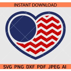 Patriotic Heart Symbol Zigzag  Flag SVG, Zigzag 4th of July Heart Flag SVG, Zigzag Love Symbol US Flag SVG