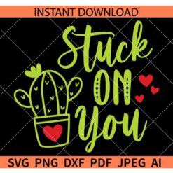 Stuck on You Cactus SVG, Valentines day Stuck on You Cacti SVG