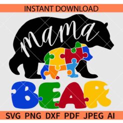 Mama Bear Autism Puzzle SVG