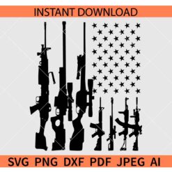 USA flag of guns SVG, Patriotic Gun Flag SVG, Firearms Flag SVG