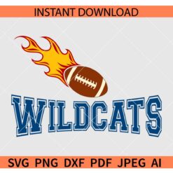 Wild Cats Football Ball Flames SVG, The Wildcats SVG, Wildcats Sports SVG