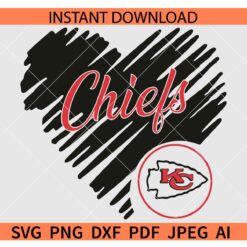 Chiefs Scribble Heart SVG, Kansas City chiefs Scribble Heart SVG, KC Sports Scribble Heart SVG