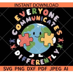 Every one communicates Differently Smile SVG, Every one communicates Differently Autism Puzzle SVG