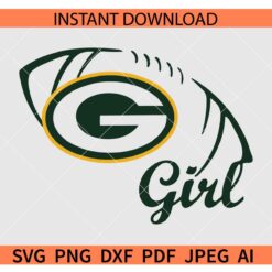 Green Bay Packers Girl SVG, Green Bay Packers Football Ball SVG