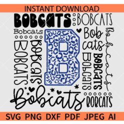 Bobcats Typography SVG, Bobcats Baseball Leopard Print SVG, Bobcats Softball SVG, Bobcats Team Typography SVG