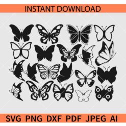 Butterfly SVG Bundle, Butterflies Svg, Butterfly Silhouette Bundle Svg, Butterfly Icon Bundle SVG