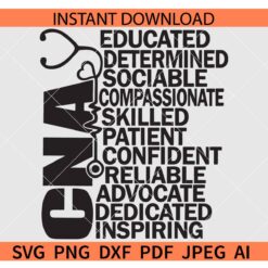 CNA definition SVG, CNA Educated SVG, CNA Sociable SVG