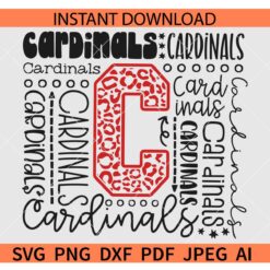 Cardinals Typography SVG, Cardinals Sports Leopard Print SVG, The Cardinals Typography SVG, Cardinals Team Typography SVG