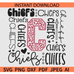 Chiefs Typography SVG, Chiefs Sports Leopard Print SVG, Kansas City Chiefs Typography SVG