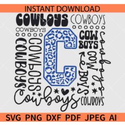 Cowboys Mascot Typography SVG, Cowboys Sports Leopard Print SVG, The Cowboys Typography SVG, Team Cowboys Typography SVG