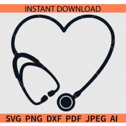 Heart Stethoscope SVG, Nurse Stethoscope Heart Symbol SVG