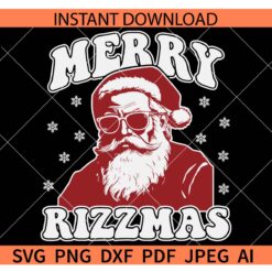 Merry Rizzmas Svg, Christmas Rizz SVG,  Santa Claus Rizzler Svg