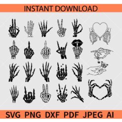 Skeleton Hand Bundle Svg, Halloween Skeleton Hand Bundle Svg, Spooky Skeleton Hand Svg