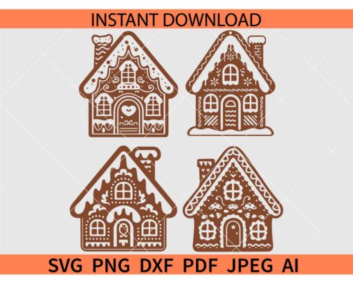 Gingerbread House Bundle SVG, Christmas SVG, Gingerbread house cut file