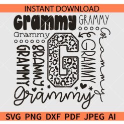 Grammy Typography SVG, Mothers Day SVG, Grammy Typography Shirt SVG, Leopard Print Grammy Typography SVG