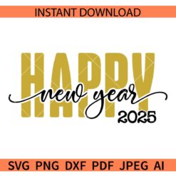 Happy New Year Swoosh  SVG, New Year 2025 SVG