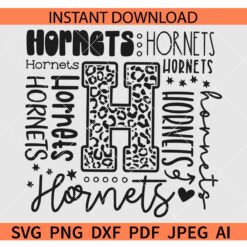 Hornets Typography SVG, Hornets Typography Shirt SVG, Leopard Print Hornets Typography SVG