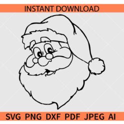  Santa Claus Outline SVG, Santa Claus  Line Art SVG,  Santa Claus Coloring Page SVG