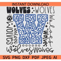 Wolves Typography SVG, Wolves Cheer Typography SVG, Wolves Mascot Typography SVG