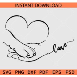 Paw and Hand Heart SVG, Paw Hand Love Symbol SVG, Valentine Pet SVG, Paw And Human Hand Print SVG