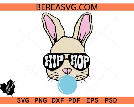 Bubble gum bunny svg, Easter Bunny With Sunglasses svg png pdf