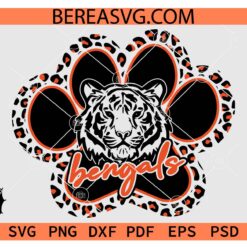 Jaguar Head Inside Paw Bengals SVG PNG, Bengals Leopard Print SVG, Bengals Sports SVG