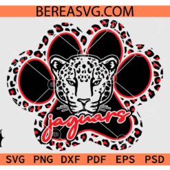 Jaguars Head in Paw SVG PNG, Leopard Jaguars Paw SVG, Jaguars Face Paw SVG