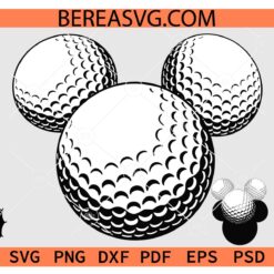 Layered golf mickey Head SVG, Mickey Mouse golf ball SVG, Golf Ball Mickey Ears SVG